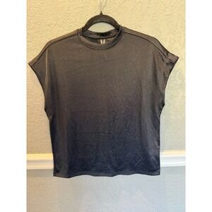 Anthropologie By Anthropologie Black Cap Sleeve Mock Neck Top XS